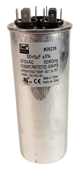 Dual Run Capacitor, Round, 50+5 Mfd., 370/440 Volt, 50/60 Hz, 28238
