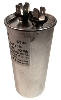 Single Run Capacitor, Round, 45 Mfd., 370/440 Volt, 50/60 Hz, 28155