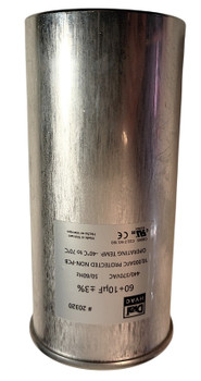 Dual Run Capacitor Round, 60+10 Mfd., 370/440 Volt, 50/60 Hz, 28347, 20320