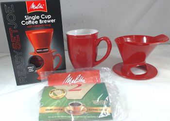 Melitta 64011, 1 Cup Coffee Brewer with Ceramic Mug, Red