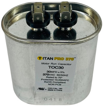 Packard Run Capacitor, Oval, 30 Mfd., 370 Volt, POC30, 30-370