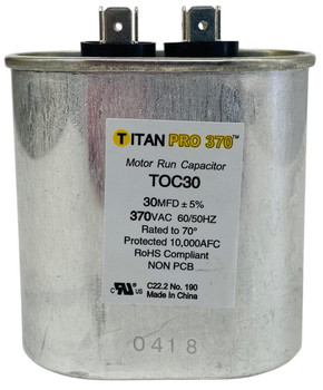 Packard Run Capacitor, Oval, 30 Mfd., 370 Volt, POC30, 30-370