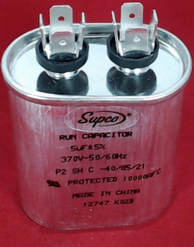 Run Capacitor, Oval, 5 Mfd., 370 Volt, CR5X370