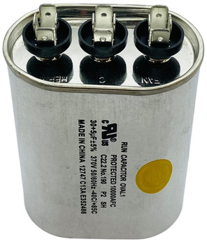 Dual Run Capacitor, Oval, 30 + 5 Mfd., 370 Volt, CD30+5X370