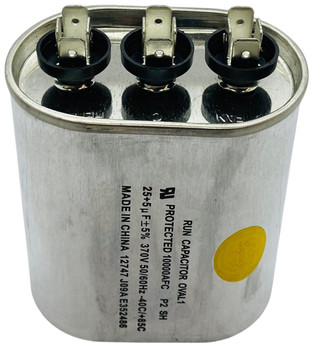 Dual Run Capacitor, Oval, 25 + 5 Mfd., 370 Volt, CD25+5X370