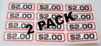 2 Pk, Commercial Laundry $2.00 Coin Slide Decal, 12 Pcs/Sht Greenwald 00-9104-26