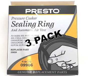 3 Pk, Presto Pressure Cooker Sealing Ring Gasket 09906