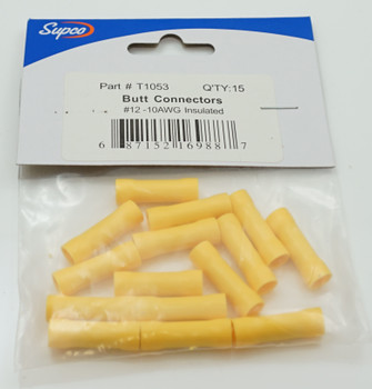 Supco Butt Connectors, 12-10 AWG insulated - yellow 15 Pieces, T1053