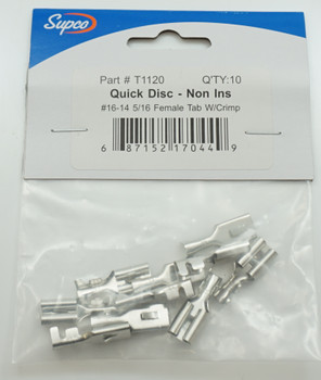 Supco Quick Disc, 10 pack, 16-14 AWG 5/16" (.312") Female Tab w/ Crimp, T1120 Supco Quick Disc, 10 pack, 16-14 AWG 5/16" (.312") Female Tab w/ Crimp, T1120
