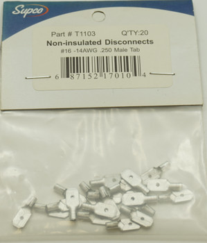 Supco Quick Disc, Non Insulated, 20 pk, 16-14 AWG ¼" (.250") Male Tab, T1103