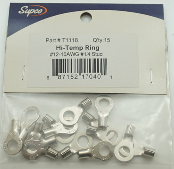 Supco Hi-Temp Ring, 15 Pack, 12-10 AWG ¼"stud 17/64" I.D., T1118