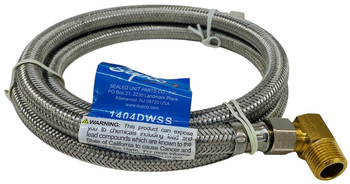 Supco 3/8" COMP X 3/8" COMP 48" Stainless Steel Hose with Elbow, 1404DWSS