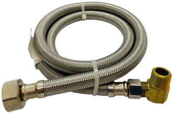 Supco 1/2" COMP X 3/8" COMP 48" Stainless Steel Hose with Elbow, 1404DWSS12