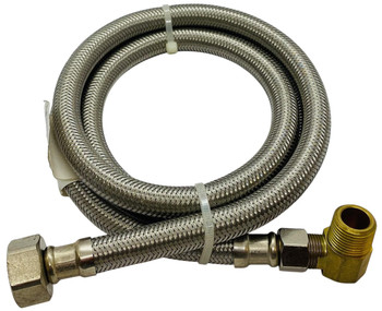 Supco 1/2" COMP X 3/8" COMP 48" Stainless Steel Hose with Elbow, 1404DWSS12