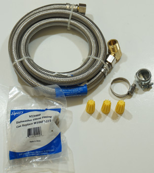 Supco 6 Foot Stainless Steel Dishwasher Line Install Kit, DW6SSKIT