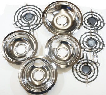 Top Surface Burner and Drip Pan Kit (3)SP12MA, (1)SP21MA, (3)3150246, (1)3150247