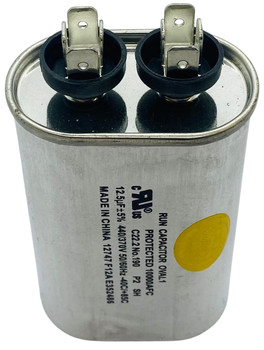 Run Capacitor, Oval, 12.5 Mfd., 440 Volt, CR12.5X440