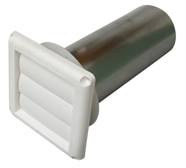 Deflect-O SVHAW4 Supurr-Vent 4" Louvered Dryer Vent Hood Kit White Pipe & Collar
