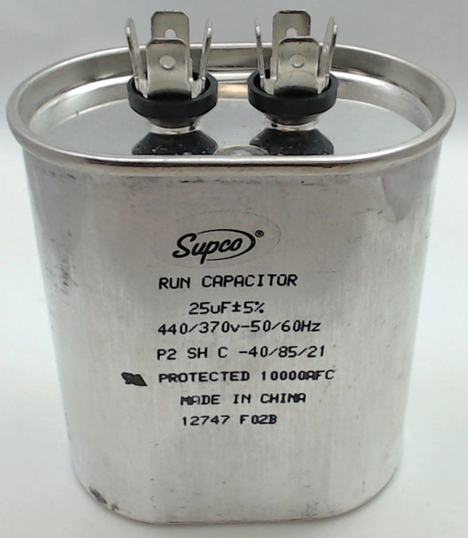 Run Capacitor, Oval, 25 Mfd., 440 Volt, CR25X440