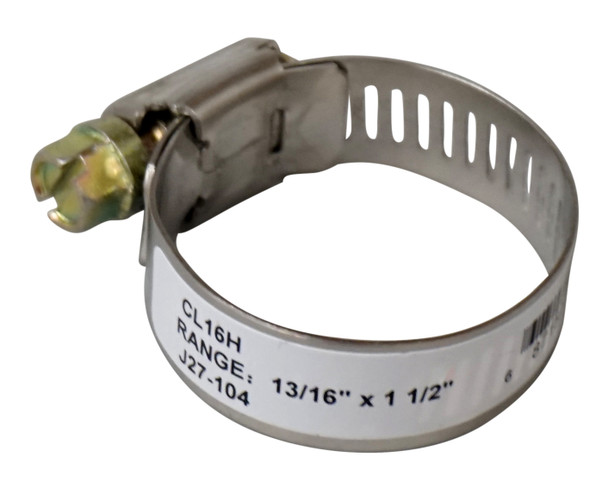 Stainless Steel Hose Clamp, 13/16" x 1-1/2", 5/16" Screw Head, J27-104, CL16H