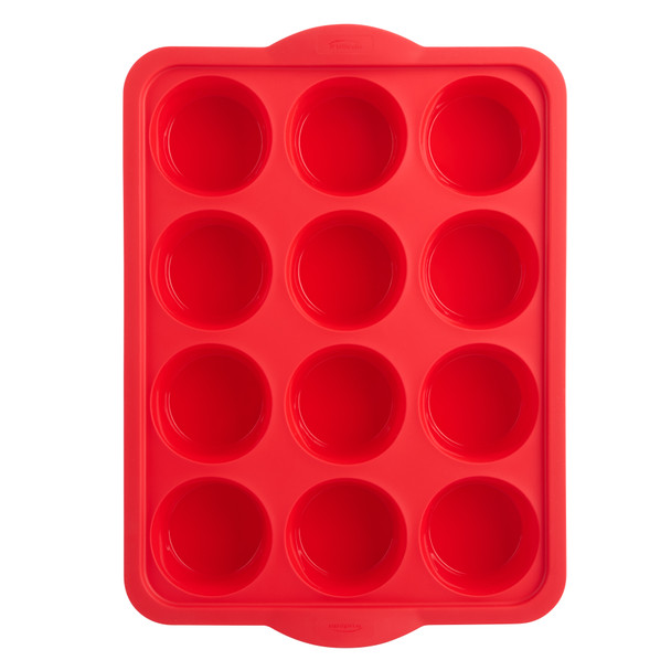 Trudeau Red Steel Structured Silicone, 12-Cavity Muffin Mold, 05120006 Trudeau Red Steel Structured Silicone, 12-Cavity Muffin Mold, 05120006
