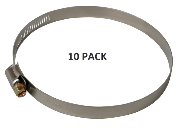 Dryer Venting S.S. Hose Clamps 10-Pack 4" x 5" 1/4" Screw Head 5/16" Band Width CL4