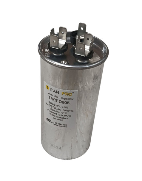 TRCFD205 - 20mfd + 5mfd, 370v-440v Round Dual Run Capacitor