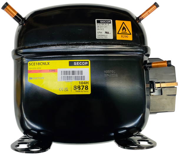 SCE18CNLX-230 - CSCR R290 Compressor, 208-230V, 60Hz, 1Ph, 8878, 104H