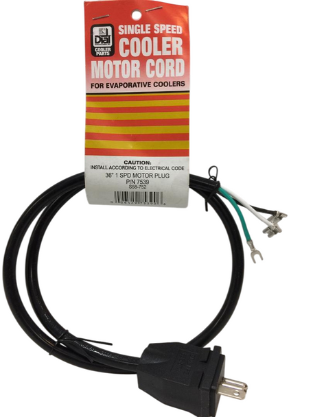 Evaporator Cooler (Swamp Cooler) 115V/15A, 36" 14 Gauge 1 Speed Motor Plug, 7539