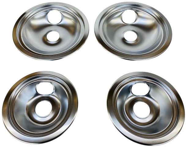 Deep Bowl Drip Pans, 4 Pack, fits GE (2x-6" WB31X5010 & 2x-8" WB31X5011)