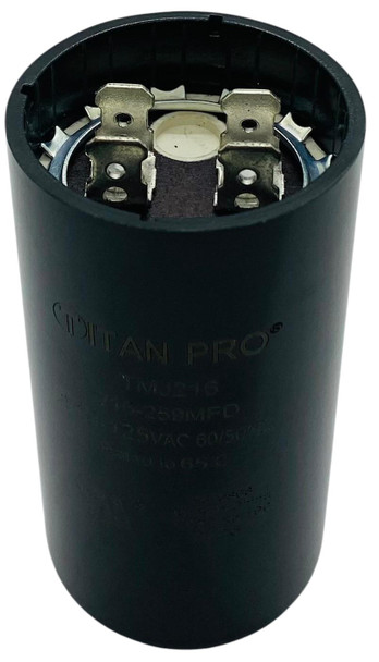 Packard Start Capacitor, Round, 216-259 Mfd., 110-125 Volt, PMJ216, 216-125