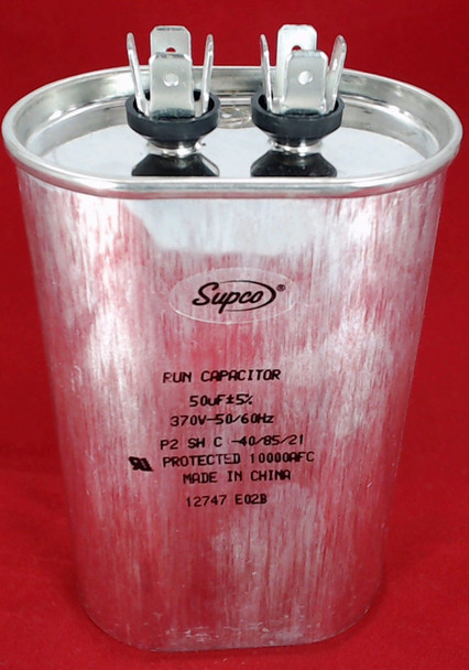 Run Capacitor, Oval, 50 Mfd., 370 Volt, CR50X370