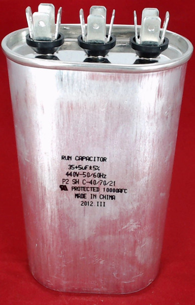 Dual Run Capacitor, Oval, 35 + 5 Mfd., 440 Volt, CD35+5X440