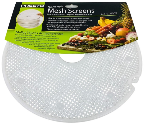 Presto Nonstick Mesh Screens For Dehydro Food Dehydrators, 2-Pack, 21810