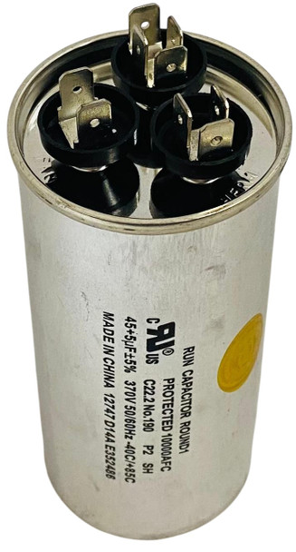 Dual Run Capacitor, Round, 45 + 5 Mfd., 370 Volt, CD45+5X370R