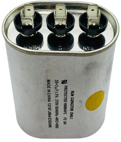 Dual Run Capacitor, Oval, 35 + 3 Mfd., 370 Volt, CD35+3X370