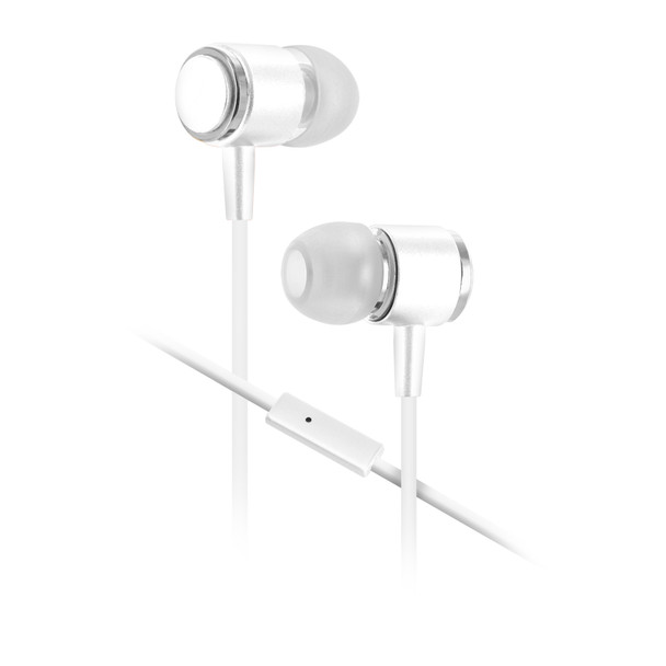 Sentry Gold Pro Metal Earbuds with In-Line Mic & Deluxe Case, White, H8002