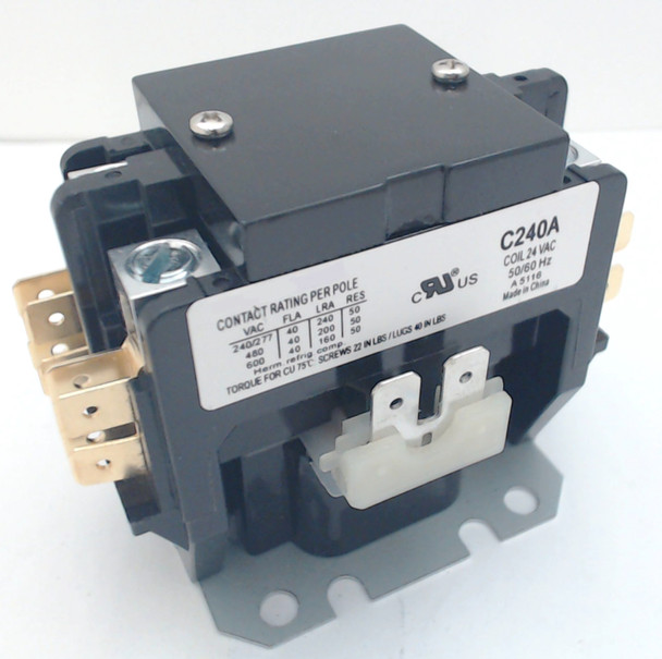 Definite Purpose Contactor, 2 Pole, 40 Amps, 24 Coil Voltage, C240A