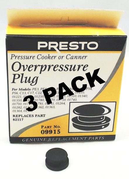 3 Pk, Presto Pressure Cooker Overpressure Plug 09915