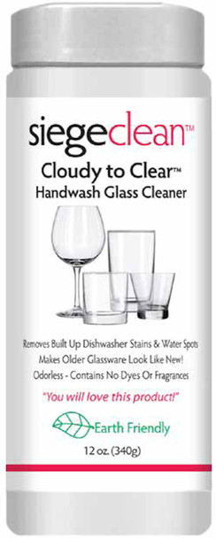 Siege Handwash Glass Powder Cleaner, 12 oz, Earth Friendly, Made in USA, P-35