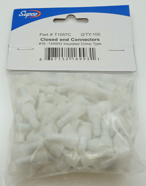 Supco Closed End Connectors, 16-14 AWG insulated crimp type, 100 Pieces, T1057C