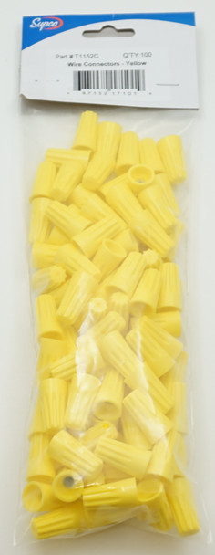 Supco Wire Connector, large yellow connector with spring insert, 100 Pcs, T1152C