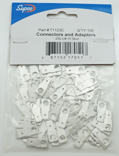 Supco Connectors and Adapters, 100 pack, ¼" (.250") x #10 stud, T1123C.