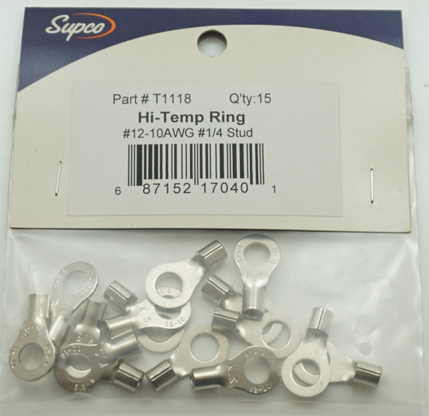 Supco Hi-Temp Ring, 15 Pack, 12-10 AWG ¼"stud 17/64" I.D., T1118
