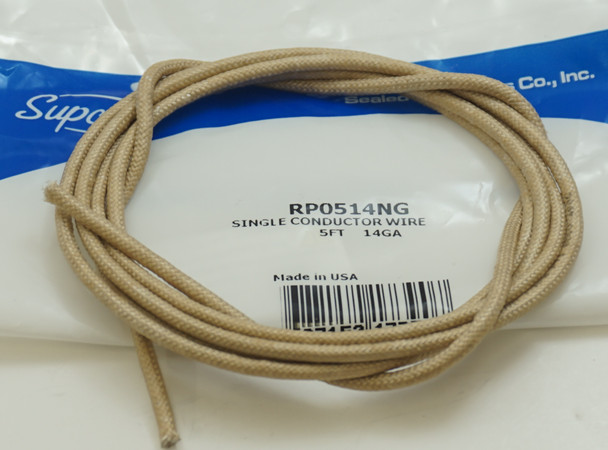 Supco 5 Foot Single Conductor Wire, 14GA, 450C, Hi-Temp, RP0514NG