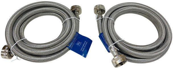 6' Stainless Steel Hose – Pack of 2, Compatible with Washing Machines, 3806FFSS2