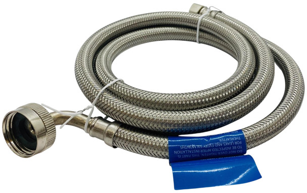 60" Stainless Steel Dishwasher Hose | ⅜" Compression x ¾" Elbow GHT | 1405EDWSS