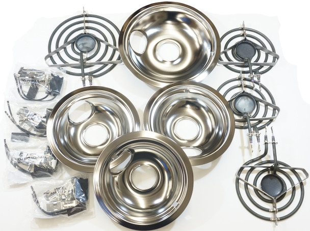 Stove Restoration Kit, Surface Elements, Receptacles, and Drip Pans, 3-6" & 1-8"