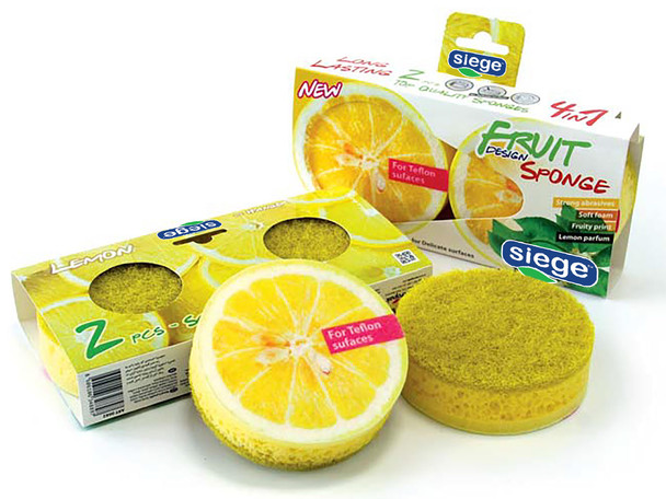 Siege 2 Sided Fruit Lemon Design Sponges (2 Pk), 648