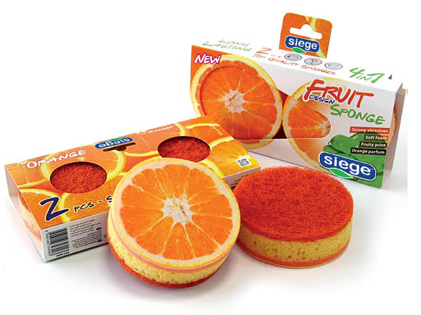 Siege 2 Sided Fruit Orange Design Sponges (2 Pk), 647